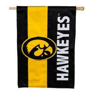 Double-Sided Embellished College Team Pride Applique House Flag - Univ of Iowa