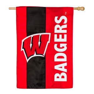 Double-Sided Embellished College Team Pride Applique House Flag - Univ of Wisconsin-Madison