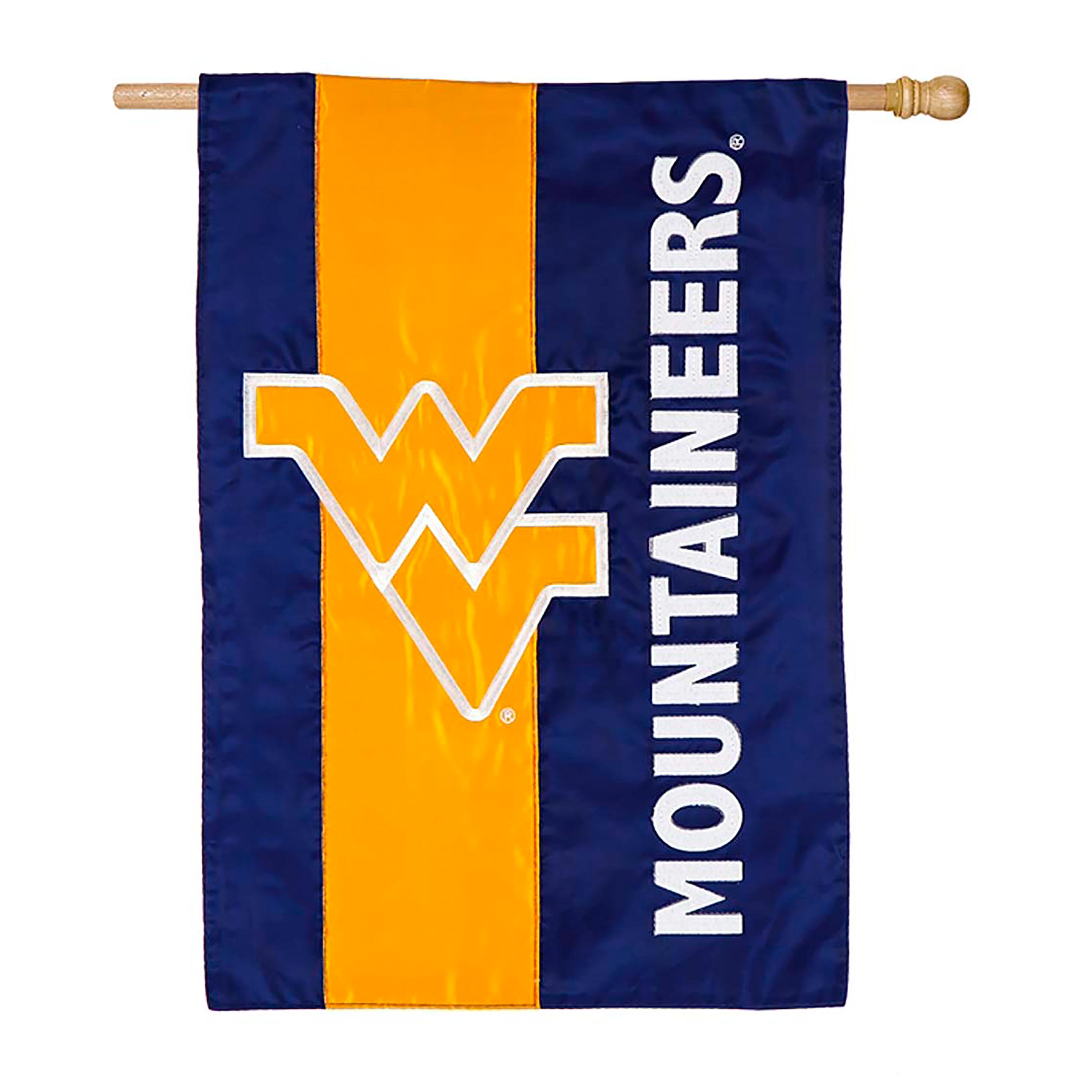 Double-Sided Embellished College Team Pride Applique House Flag - West Virginia Univ