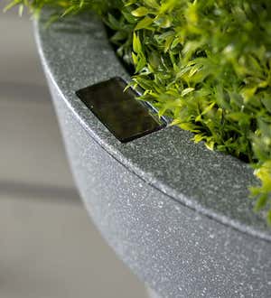 Outdoor Fiberglass Planter With Solar Lights and Drainage