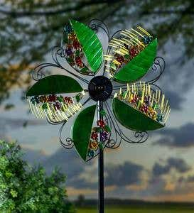 Solar Leaves Wind Spinner with Flowers and Vines