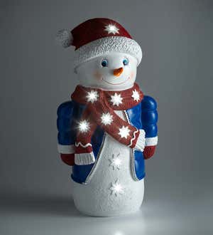 Indoor/Outdoor LED Light-Up Snowman Shorty with Winter Coat and Hat