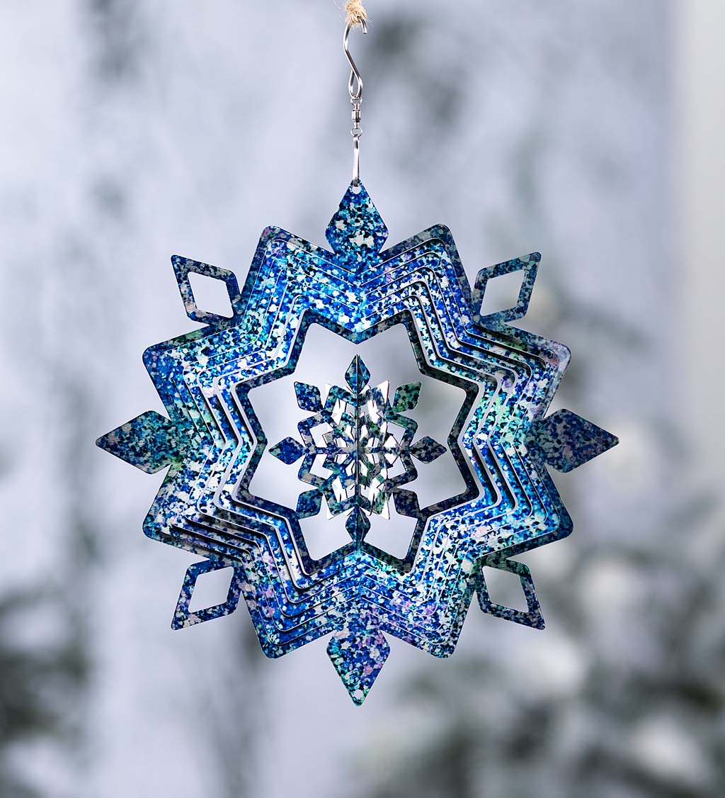 Large Hanging Snowflake Illusion Stainless Steel Spinner