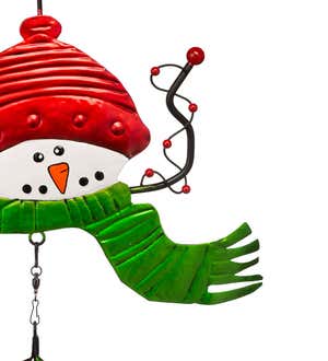 Outdoor Holiday Snowman With Red Hat Twirler