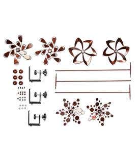 Pinwheel Mini Wind Spinners with Garden Stake, Set of 3 - Copper-Colored - Copper