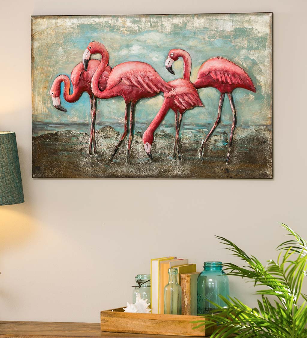 Handcrafted 3D Flamingo Metal Wall Art | Wind and Weather