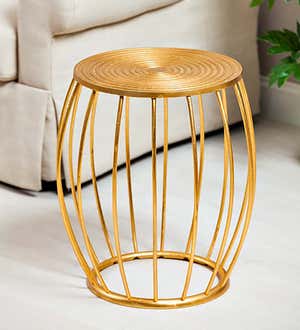 Casted Aluminum Stool with Gold Finish - Gold