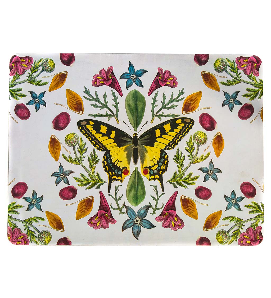 Set of Four Butterflies TV Trays with Stand - Butterfly