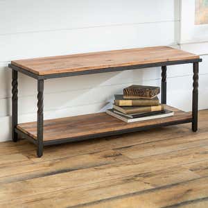 Deep Creek Bench/Table with Metal Frame and Rustic Wood Surfaces