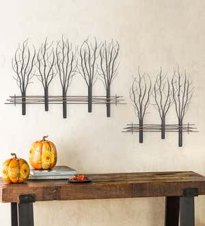 Metal and Natural Vine Five Winter Trees Wall Art