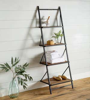 Deep Creek Reclaimed Wood Ladder Wall Shelf Display/Storage