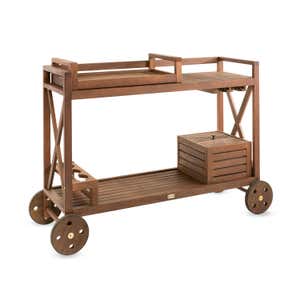 Claremont Eucalyptus Rolling Outdoor Bar Cart