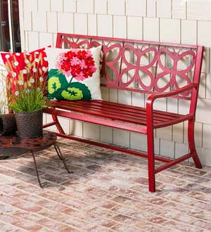 Red Metal Butterfly Garden Bench - Red