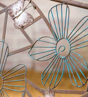 Butterfly and Flower Metal Garden Bench
