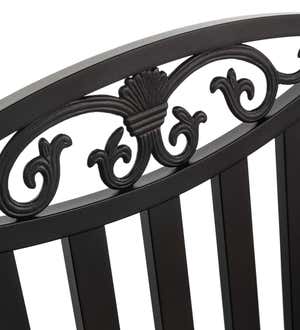 Cast Aluminum Arbor Bench with Side Tables - Black