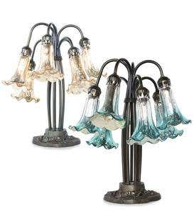 Handblown Mercury Glass 7-Lily Downlight Table Lamp