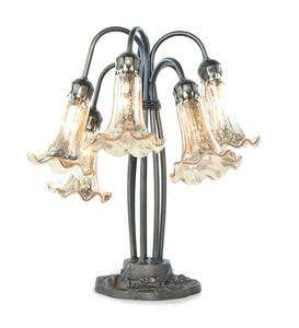 Handblown Mercury Glass 7-Lily Downlight Table Lamp - Silver