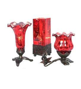 Mercury Glass Accent Lamps, Set of 3 - Pink
