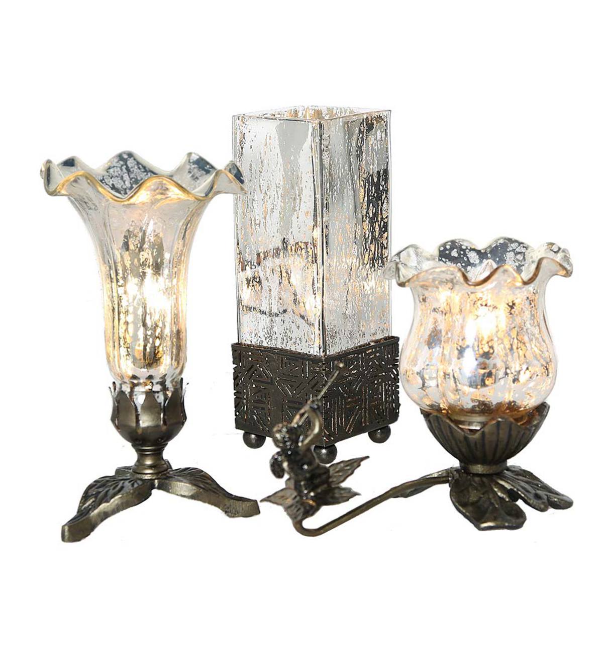 Mercury Glass Accent Lamps, Set of 3 - Silver