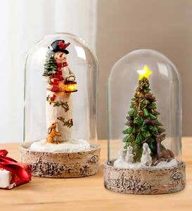 Lighted Woodland Cloche Holiday Decor
