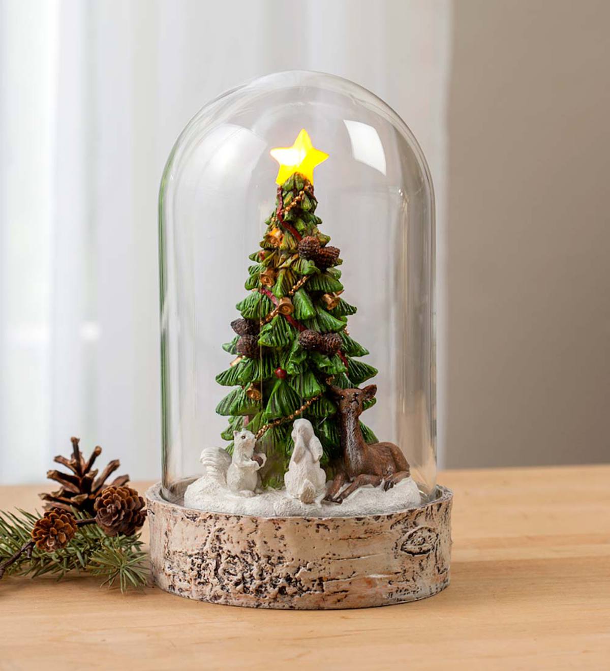 Lighted Woodland Cloche Holiday Decor - Tree