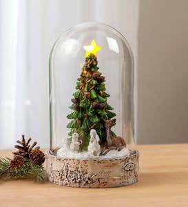 Lighted Woodland Cloche Holiday Decor