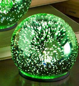 3D Lighted Glass Balls, Set of 3 - Green