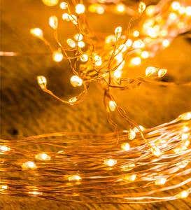 Firefly Bunch Lights, 640 Warm White LEDs on Bendable Wires, Electric, 6'2"L - Copper