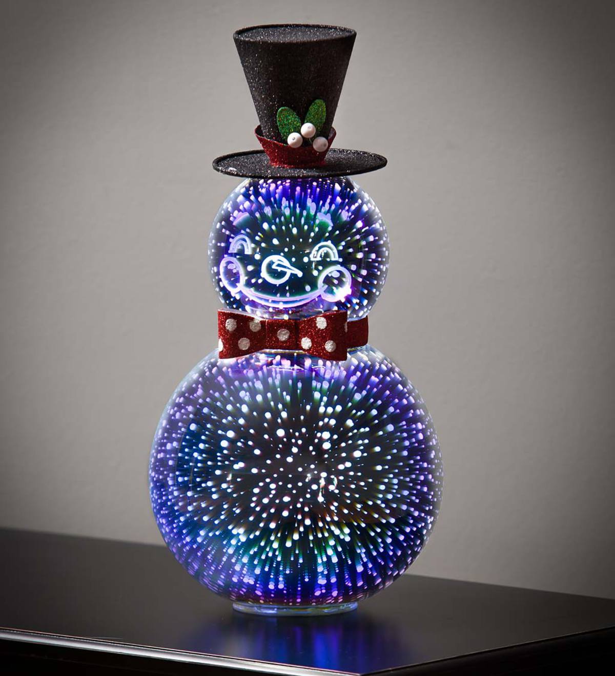 Stargazing LED Glass Holiday Snowman with Smile