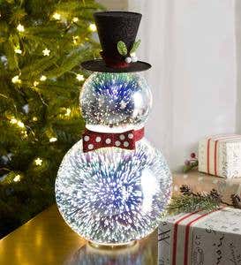 Stargazing LED Glass Holiday Snowman