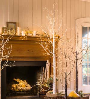 Indoor/Outdoor Birch Garland with 165 Micro Lights, 5'L - White
