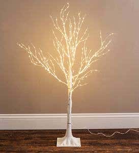 Small Birch Tree with 300 Micro Lights, 39"H - Brown