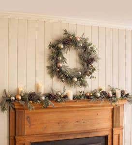 Faux Garland with Ornaments