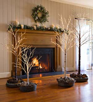 Medium Indoor/Outdoor Birch Tree with 400 Warm White Lights - Brown