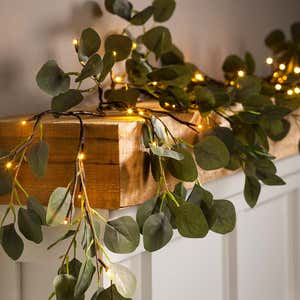 Indoor/Outdoor Battery-Operated Lighted Eucalyptus Garland
