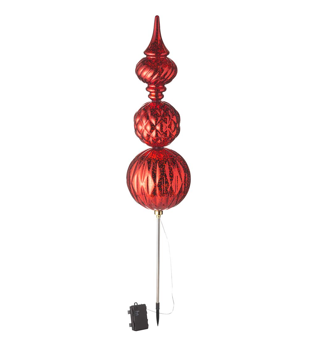 Indoor/Outdoor Lighted Large Shatterproof Holiday Finial Ornament Stake - Red