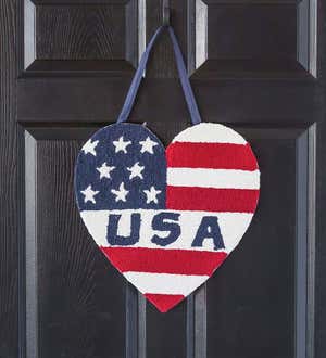 Americana Heart Hooked Hanging Door Decor
