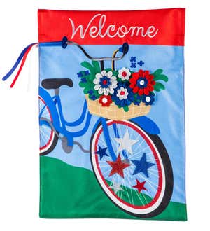 Americana Bicycle Garden Linen Flag