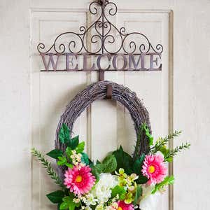 Metallic Copper Fleur-de-Lis Welcome Wreath Holder