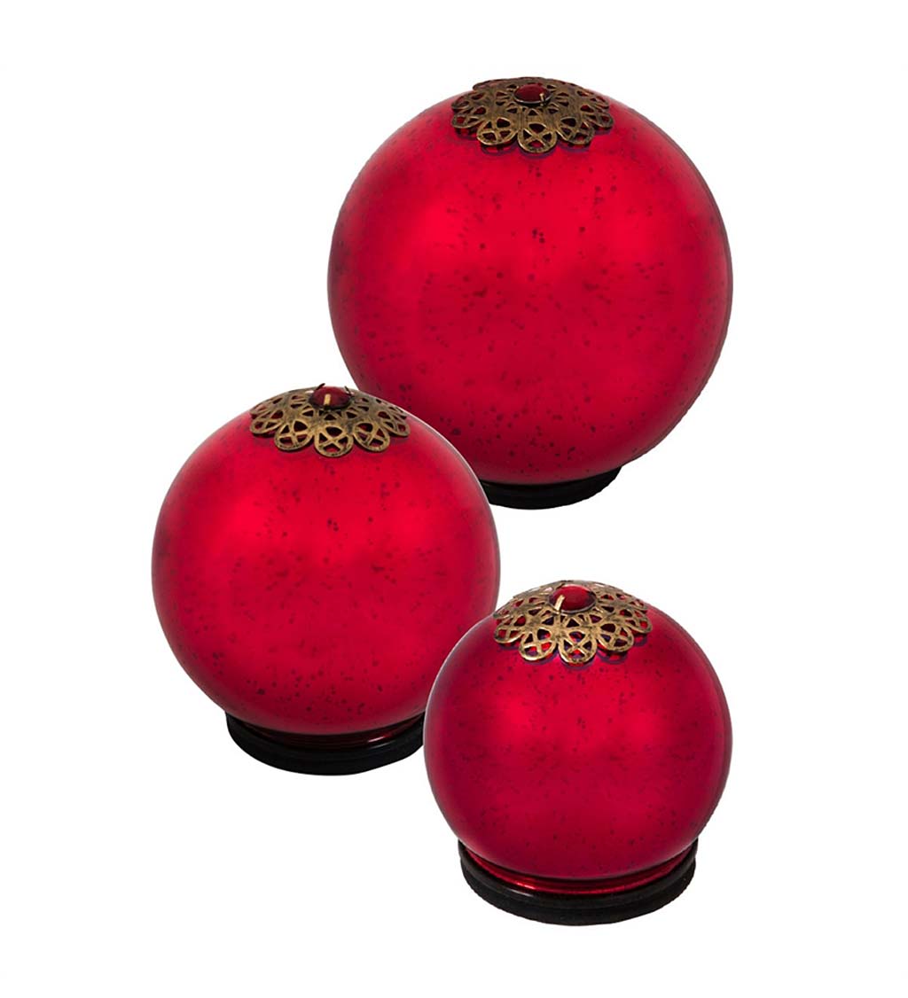 Stargazing Antique-Style Red LED Orbs, Set of 3