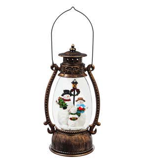 Snowman LED Lantern with Spinning Action Table Decor