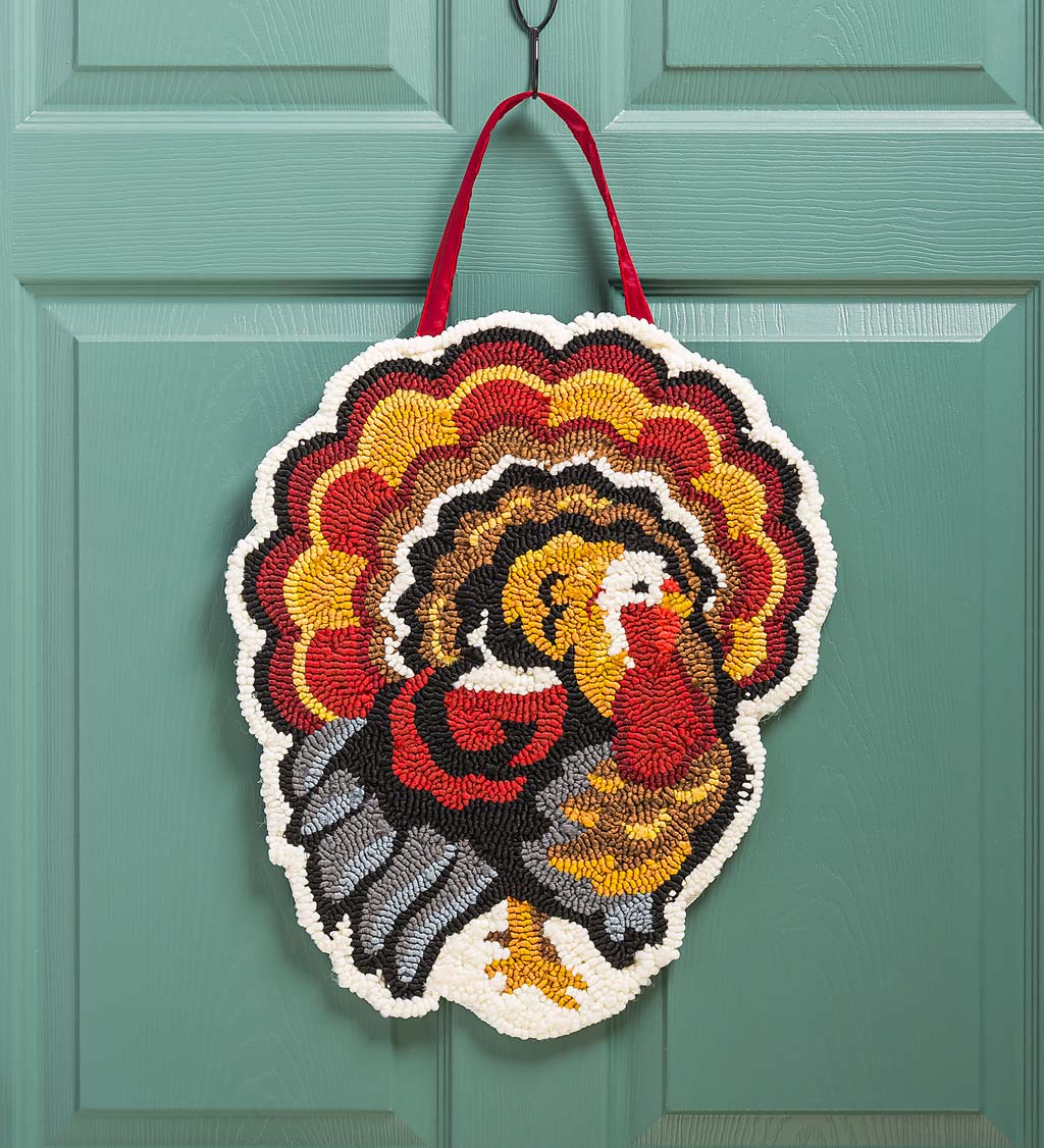 Indoor/Outdoor Thanksgiving Turkey Hooked Polypropylene Door Décor
