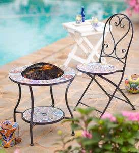 Mosaic Tile Convertible Fire Pit/Side Table