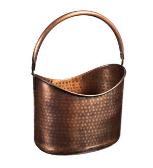 Antique Hammered Copper Storage Basket
