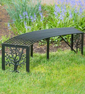 Curved Tree of Life Backless Bench - Black
