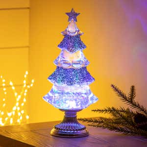 LED Liquid Motion Glitter Christmas Tree Table Decor