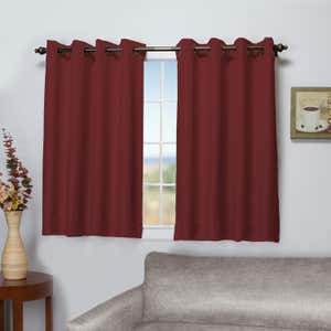 Madison Double-Blackout Grommet Curtain Pair, 40"W x 45"L per panel - Ruby