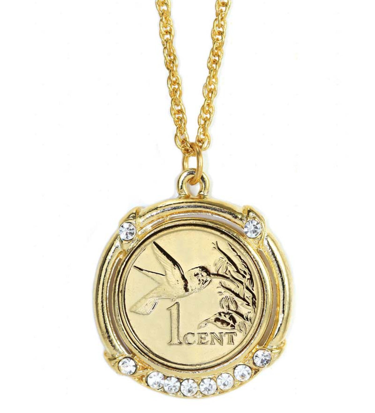 Gold-Layered Hummingbird Coin Necklace