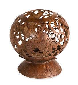 Hand-Carved Coconut Shell Candleholder