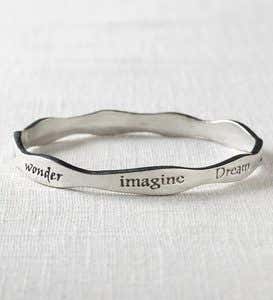 Handcrafted Inspiring Words Pewter Bangle Bracelets - Embrace Life